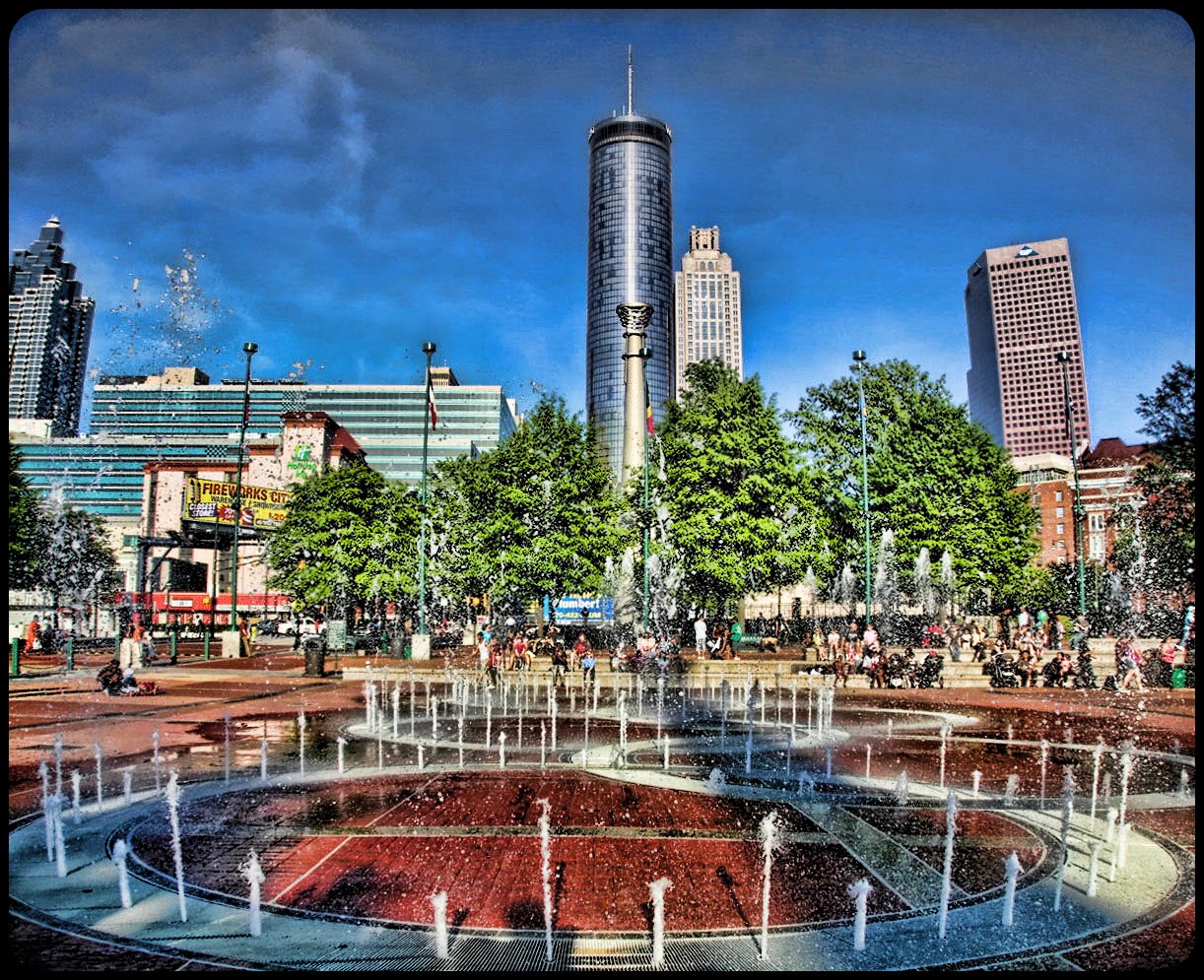 Centennial Olympic Park rings fountain