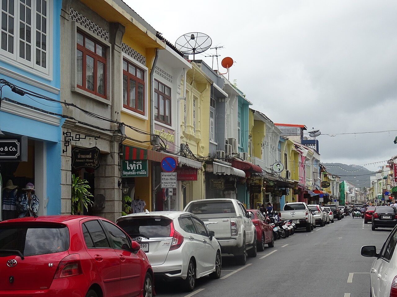 Phuket Old Town — the hub the blue songthaews run in and out of between the west-coast beaches and town