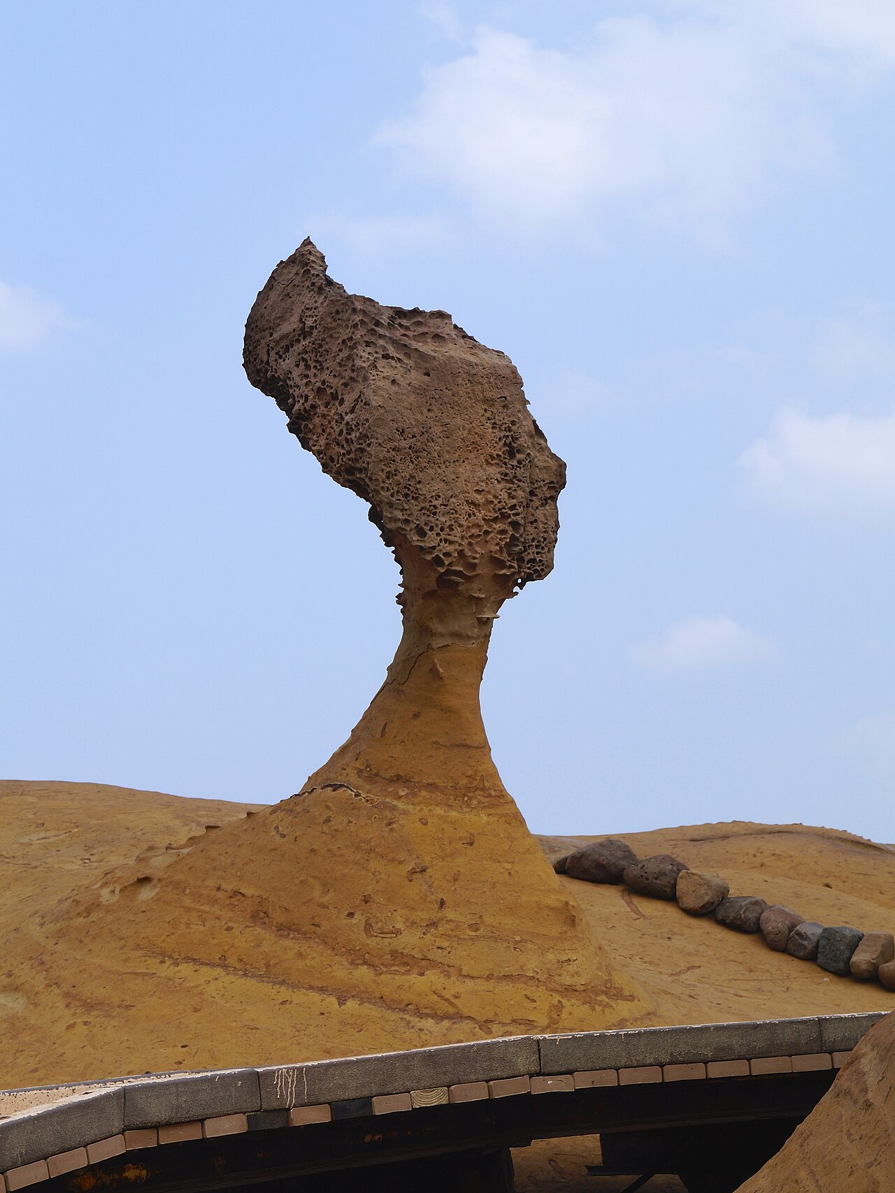 หินพระราชินี Queen's Head ที่สวนธรณีวิทยาเย่หลิ่ว หินทรายรูปทรงเหมือนพระเศียรหญิงตั้งบนคอเรียวบาง นิวไทเป