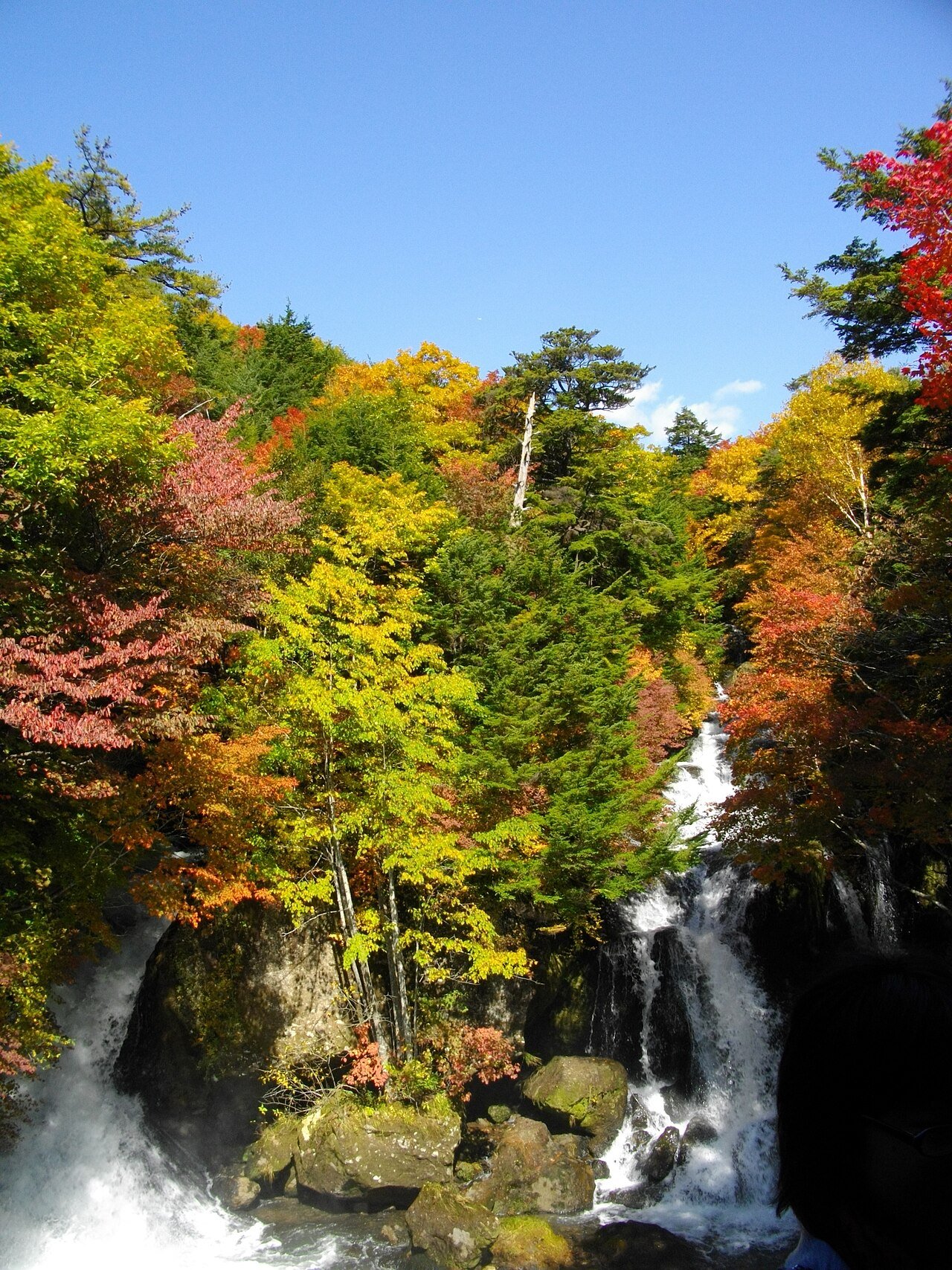 Ryuzu Falls and Senjogahara plateau, Nikko — water cascading over rocks amid highland autumn foliage