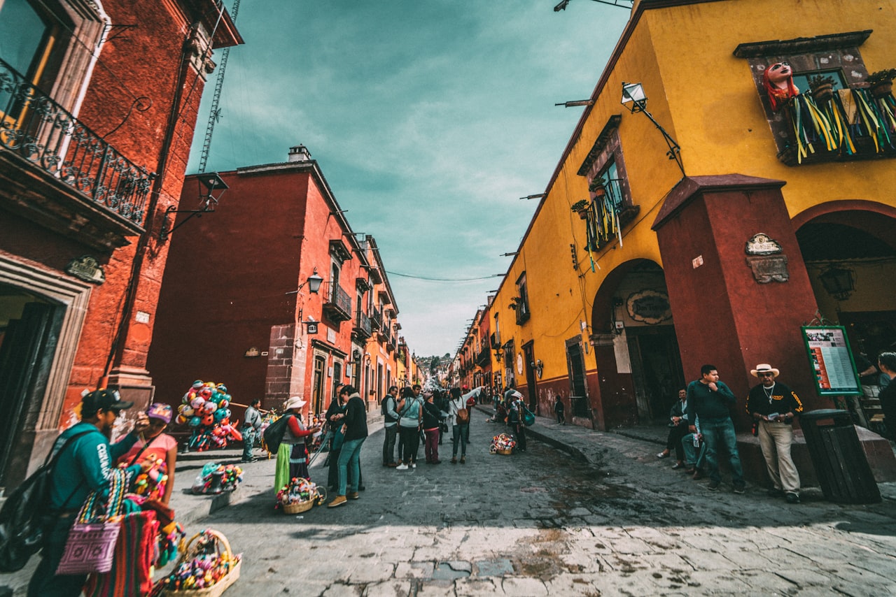 Colorful colonial street in Mexico