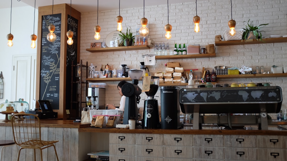 A daytime cafe with Scandinavian styling, evoking Fuglen Tokyo (atmosphere image)