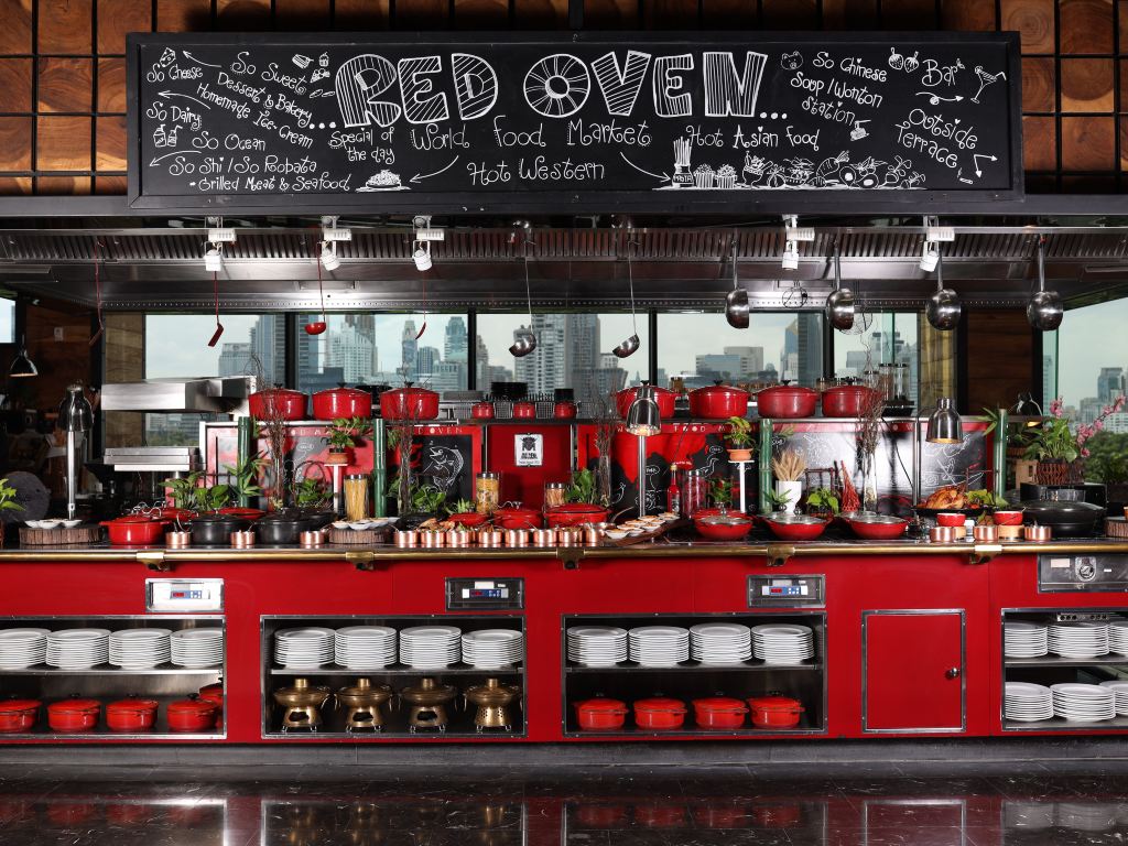 Red Oven open-kitchen buffet restaurant at SO/ Bangkok