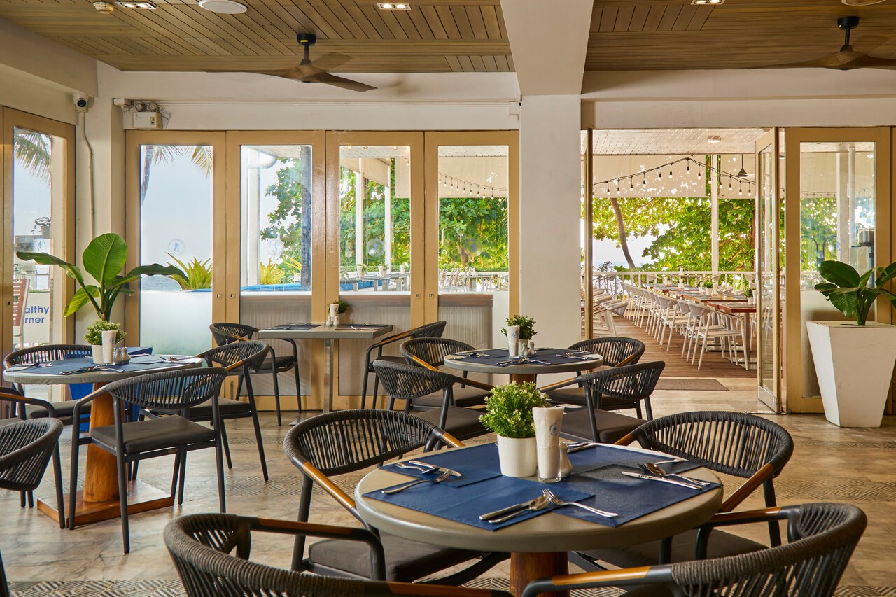 The Beach Club Restaurant, open-air dining beside the sea