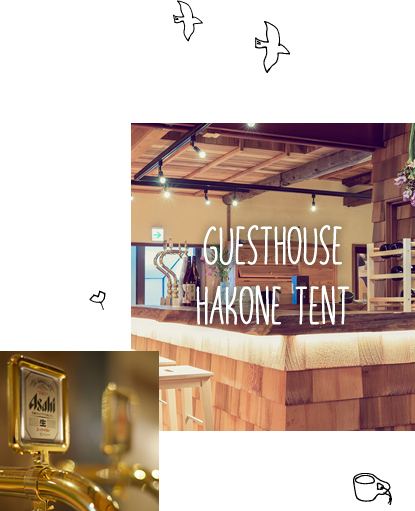 Hakone Tent bar and lounge with Asahi draft beer tap in Gora, Hakone