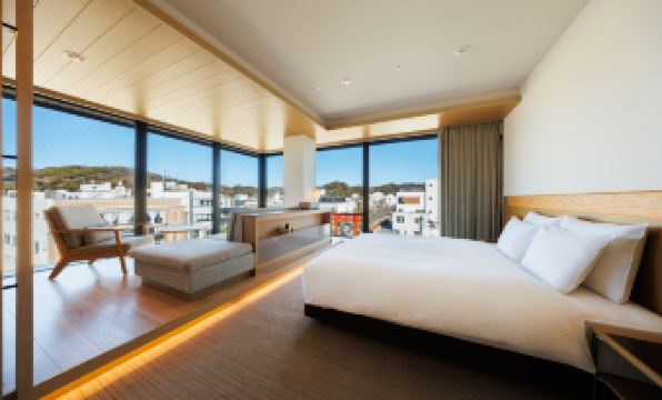 Premium Corner room at Hotel Metropolitan Kamakura — 45 sqm with panoramic windows and shrine view