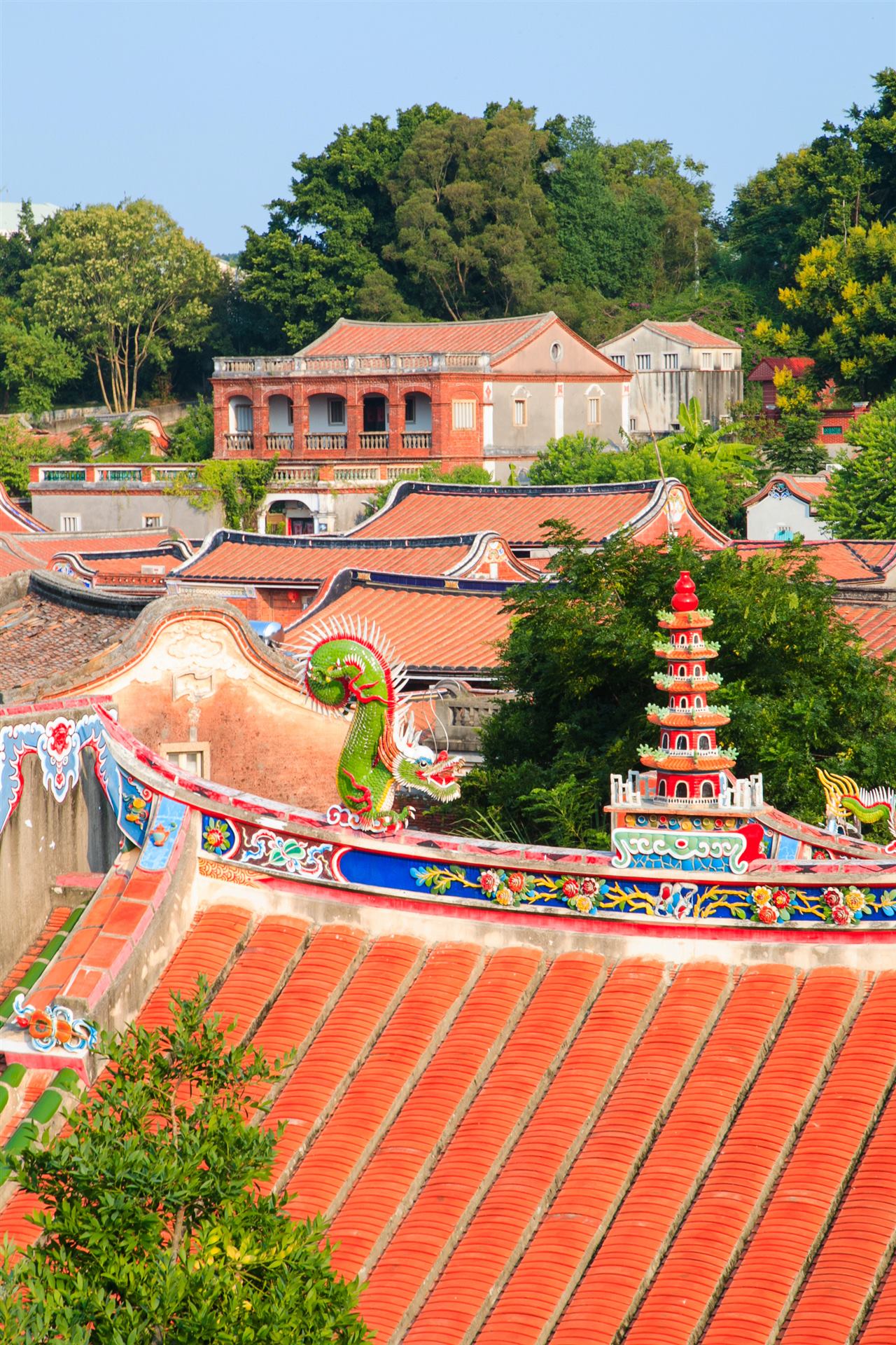 ถนนหินโบราณและอาคาร Fujian-style ในหมู่บ้าน Zhushan อำเภอจินเฉิง จินเหมิน