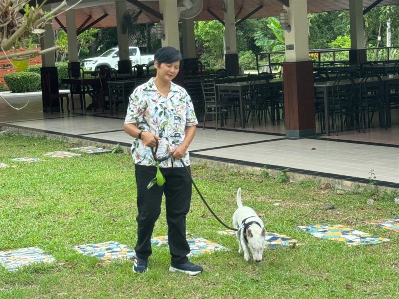 Open-air restaurant sala at the resort, where dogs are welcome