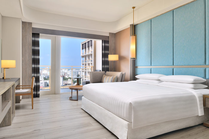Deluxe Harbor View room at Four Points Sheraton Penghu with private balcony