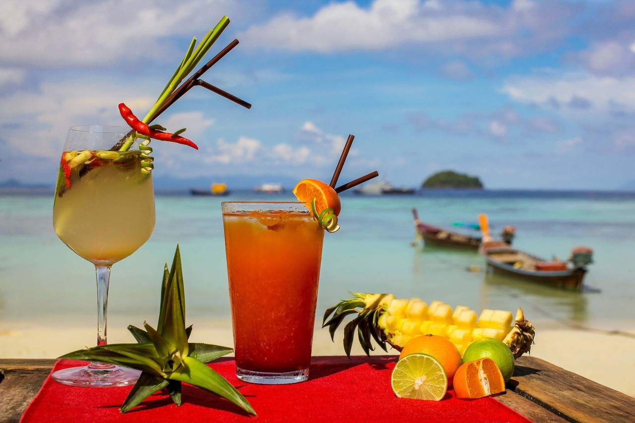 Beachfront drinks at Castaway Restaurant & Bar with Andaman Sea views