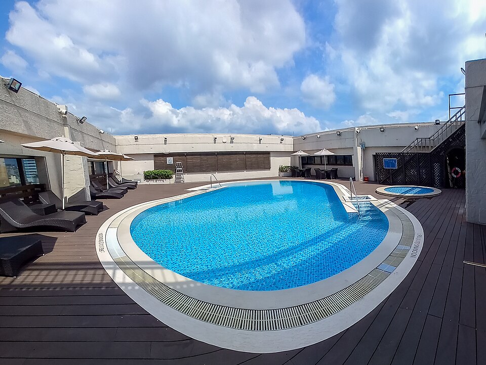Outdoor rooftop swimming pool at Sheraton Grand Taipei