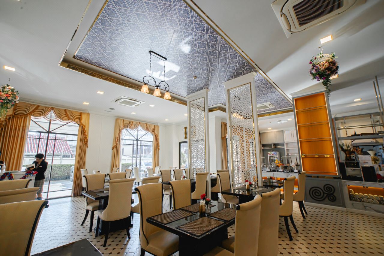Blue Silk Restaurant interior in warm gold tones